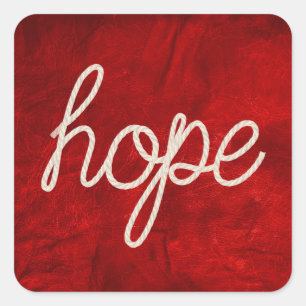 Rope HOPE Text auf rotem Leder Quadratischer Aufkleber