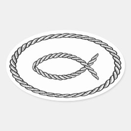 Rope Ichthus Euro Style Ovaler Aufkleber
