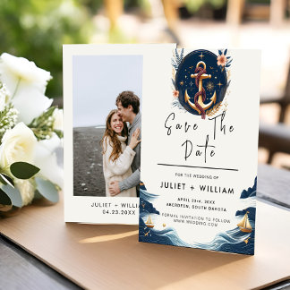 Rope Knot Boot Schiff Marine Blue Nautical Wedding Save The Date