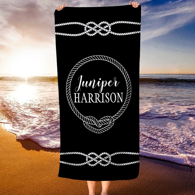 Rope Knot & Heart Personalisiert Beach Handtuch (Rope Knot & Heart Personalized Beach Towel)