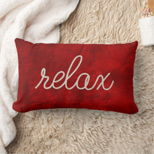Rope RELAX Text auf rotem Leder Lendenkissen