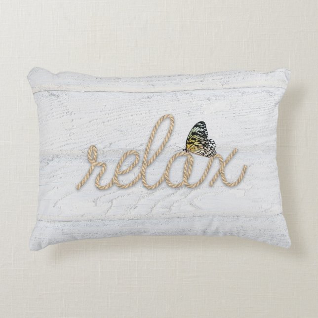 Rope Relax Text mit Butterfly Akzent Pillow Dekokissen (Vorderseite)