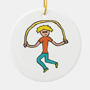 Rope Skipping Keramik Ornament