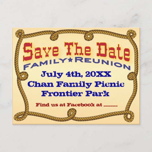 Rope Western Save the Date Ankündigungspostkarte (Vorderseite)