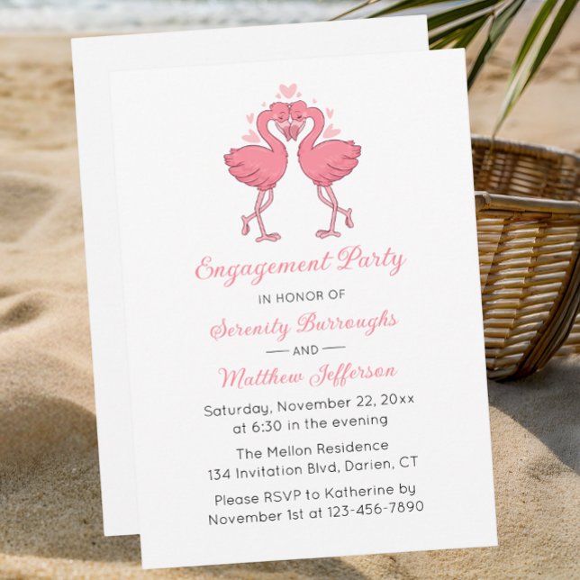 ropical Pink Flamingo Hawaiian Engagement Party Einladung (Von Creator hochgeladen)
