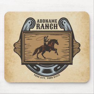 Roping Cowboy ADD NAME Western Familienhorde Mousepad