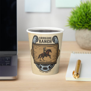 Roping Cowboy ADD NAME Western Familienhorde Pappbecher