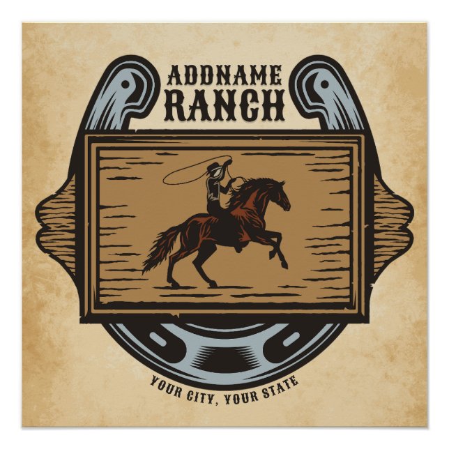 Roping Cowboy ADD NAME Western Familienhorde Poster (Vorderseite)