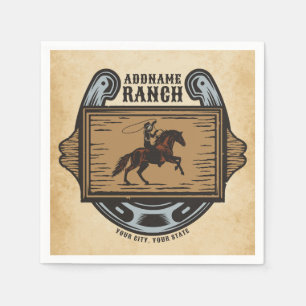 Roping Cowboy ADD NAME Western Familienhorde Serviette