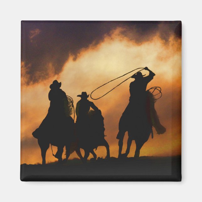 Roping Cowboys und Pferde Magnet (Vorne)