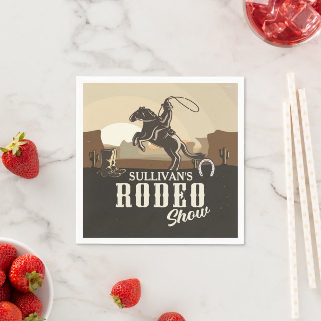 Roping Roundup Cowboy Rodeo Personalisiert anzeige Serviette (Beispiel)