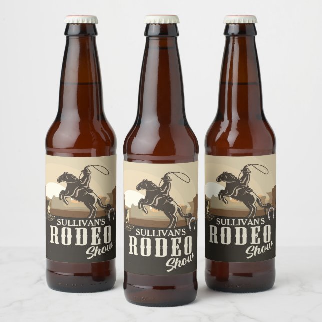 Roping Roundup Western Rodeo Personalisiert anzeig Bierflaschenetikett (Flaschen)