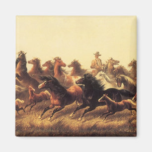Roping Wild Horses von James Walker Magnet