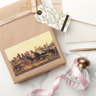 Roping Wild Horses von James Walker Rechteckiger Aufkleber