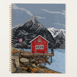Rorbu Lofoten Bergen Norwegen Landschaftsbild Illu Planer