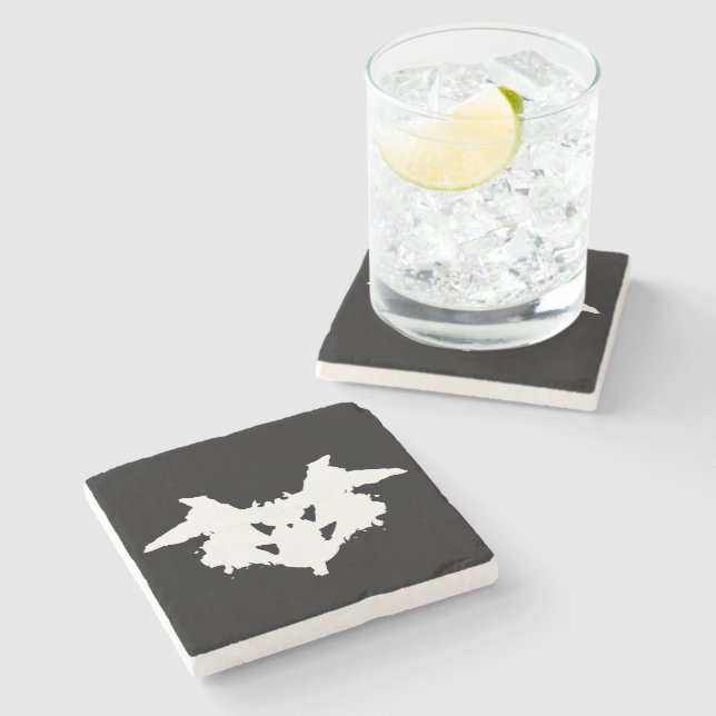 Rorschach Inkblot Steinuntersetzer (Seitenansicht)