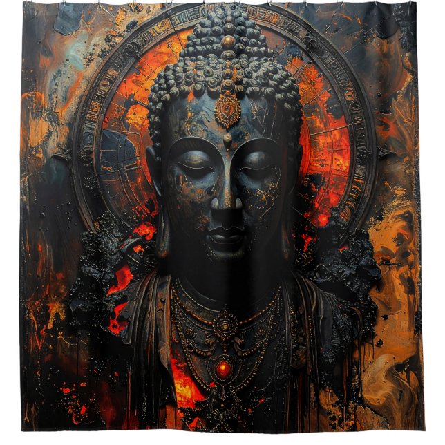Rorschach-Stil-Buddha Nr. 001 Duschvorhang (Vorderseite)