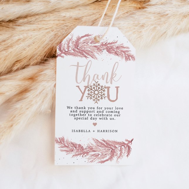 RORY Blush Winter Pine Snow Flake Weihnachtsgesche Geschenkanhänger (Von Creator hochgeladen)