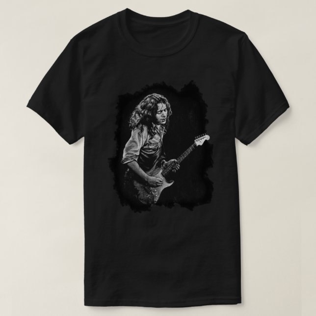 Rory Gallagher zeichnend klassischer T - Shirt (Design vorne)