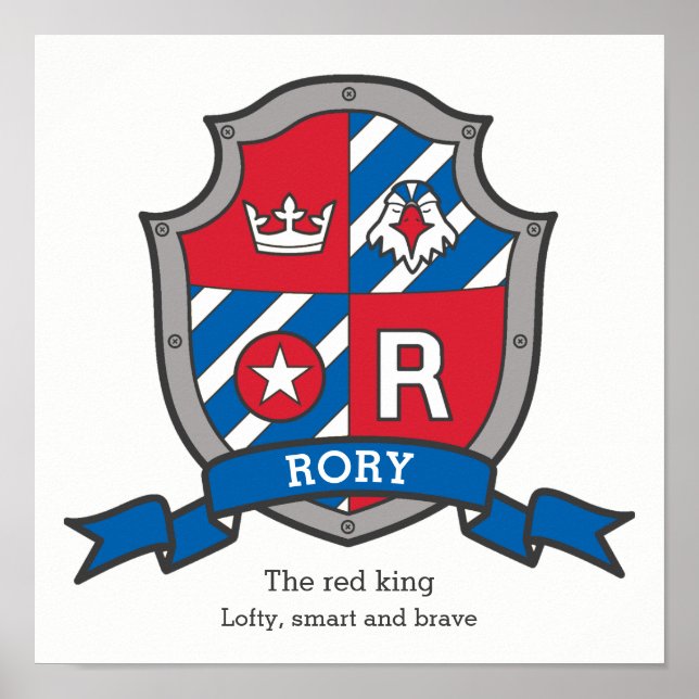 Rory-Jungs-Name bedeutet heraldry Schild Poster (Vorne)