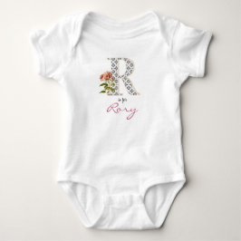 Rory Name Reveal Blumenbrief R Vintage Blume Baby Strampler