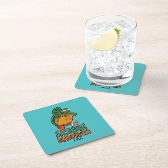 ROS 2 Dashing Diademata Rechteckiger Pappuntersetzer (Vor Ort)