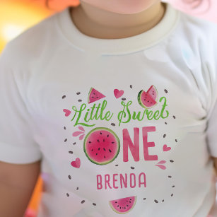 Rosa 1. Geburtstag in einem Melon, Sommermädchen Baby T-shirt