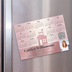 Rosa 2027 Kalender Immobilienmakler Foto QR-Code M Magnetkarte