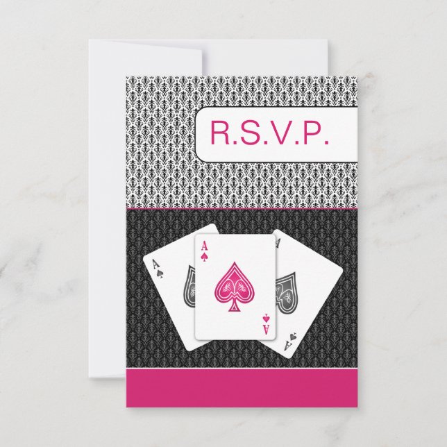 rosa 3 Asse vegas Hochzeitskarten, 3,5 x 5 RSVP Karte (Vorderseite)