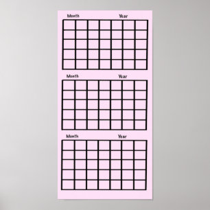 Rosa 3 Monate Kalender Poster