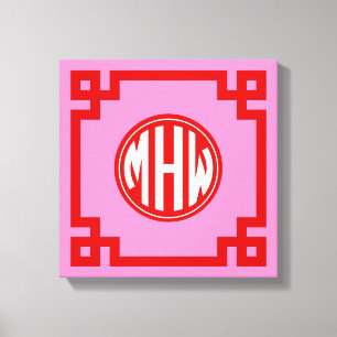 Rosa #3 Roter Kreis Monogramm-Schrift DIY-Hintergr Leinwanddruck