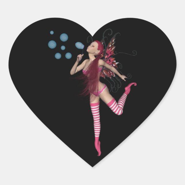 Rosa 3D-Pixel - Fairy Graphic 1 Herz-Aufkleber (Vorderseite)