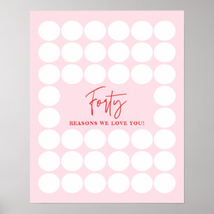 Rosa 40 Gründe, aus denen wir Sie zum Geburtstagsg Poster