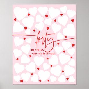 Rosa 40 Gründe, warum wir Liebe Sie hören Geschenk Poster
