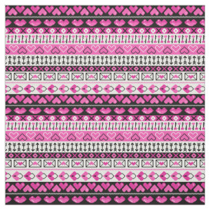 Rosa 8 Bit Liebe Herz Stoff