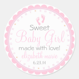 Rosa Abdruck-Babyparty-Bevorzugung Runder Aufkleber