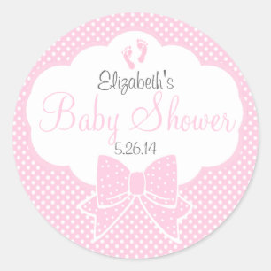 Rosa Abdruck-Bogen und Schweizer-Punkt-Babyparty Runder Aufkleber