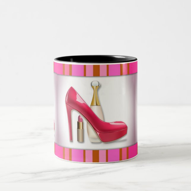 Rosa Absatz-Parfüm-Lippenstift Zweifarbige Tasse (Mittel)