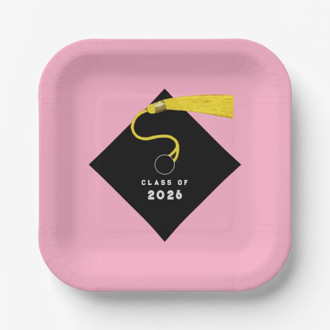 Rosa Abschluss 2025 Party Pappteller (Vorderseite)