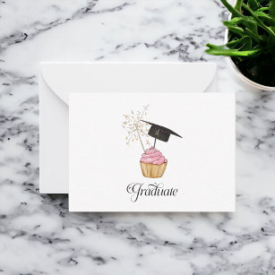 Rosa Abschluss Cupcake Graduate Mitteilungskarte