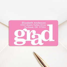 Rosa Abschluss fett moderne Typografie-Adresse Adressaufkleber