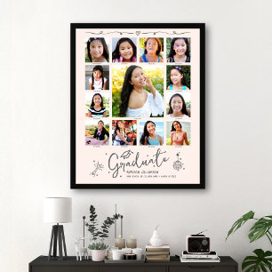 Rosa Abschluss-Fotocollage K–12 Kritzeleien Poster