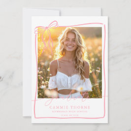 Rosa Abschlussanzeigenkarte Foto Graduierungsfeier Einladung