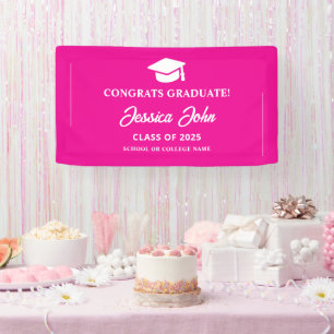 Rosa Absolvent Herzlichen Glückwunsch zum Abschlus Banner
