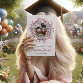 Rosa Absolventen Silhouette Foto Einladung