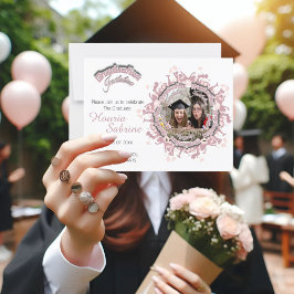 Rosa Absolventen Silhouette Foto Einladung Postkarte