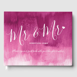 Rosa abstrakt personalisierte Mr. and Mr. wedding Gästebuch