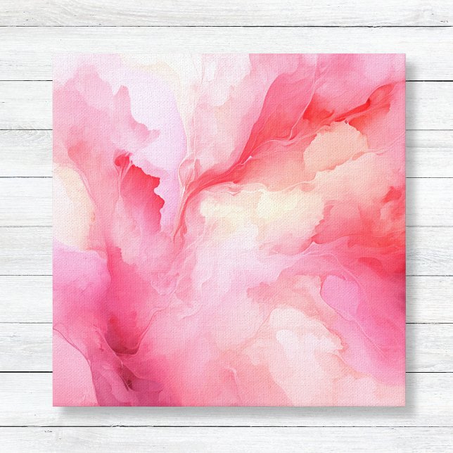 Rosa Abstrakte Aquarellblüte Leinwand (Abstract Pink Watercolor Printed Canvas - Any Room or Girl's Nursery Wall Art Decor)