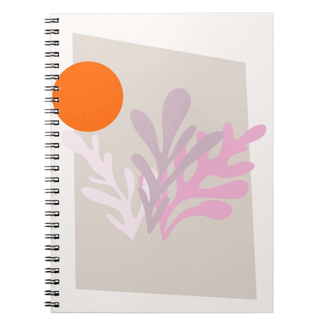 Rosa Abstrakte Blätter mit Sun Notebook Notizblock (Vorderseite)