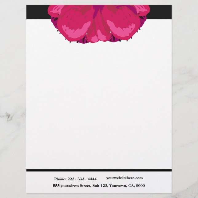 Rosa Abstrakte Blume Letterhead - Chic - Modern Briefkopf (Vorderseite)
